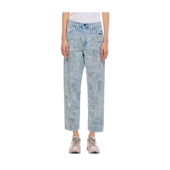 Levis Women Straight Leg High Rise Column Taper Patchwork Jeans Denim Size 25 30 - Picture 12 of 14